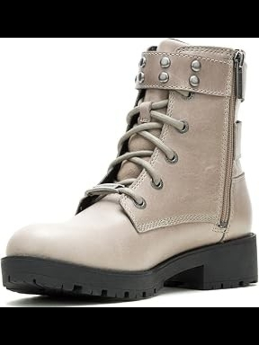 Harley-Davidson Women's Taupe Lace-Up Combat Boot with Side Zipper